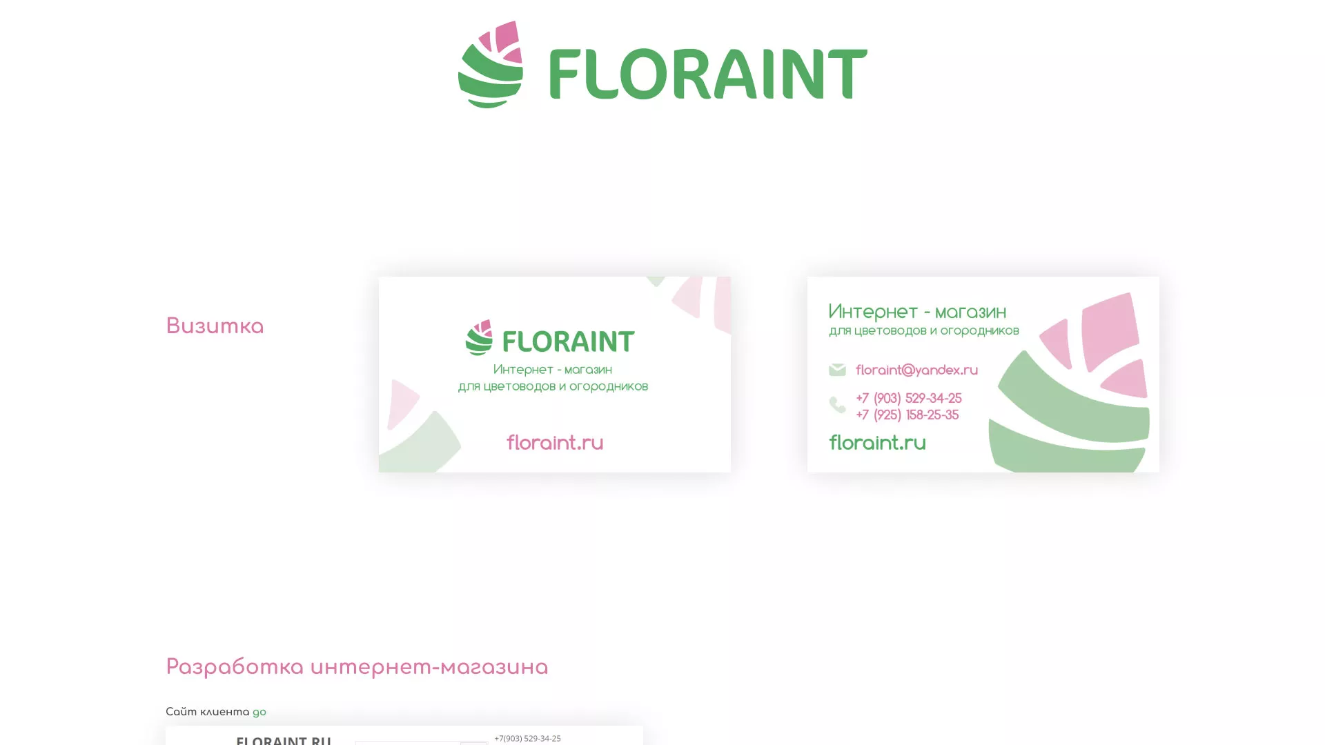 Создание логотипа и интернет-магазина «FLORAINT» в Фокино